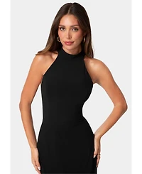 Bebe Women's Halter Lace-Inset Maxi Dress