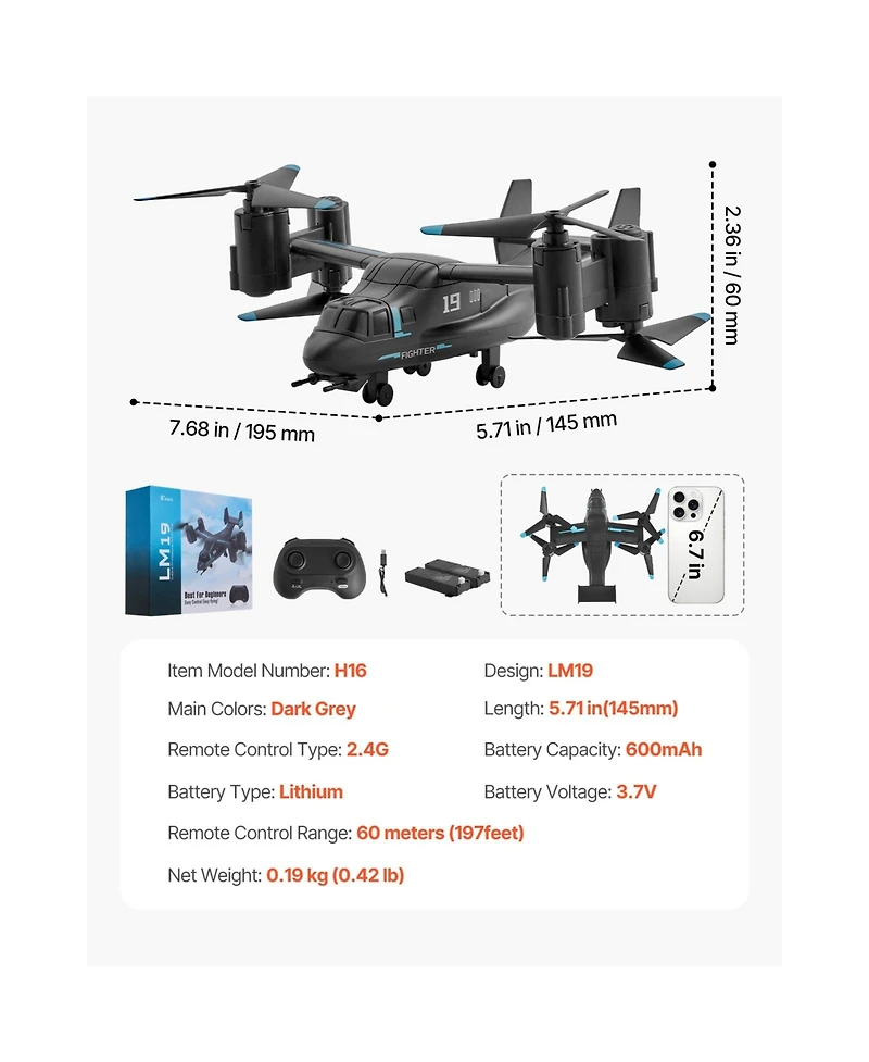 Sevorley Rc Helicopter, 2.4GHz Remote Control Plane with Gyro for Beginners, Wing Lights