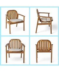 Asagikoiai 7-Piece Outdoor Dining Set, Acacia Wood Table with Umbrella Hole and 6 Chairs