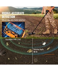 Sevorley Metal Detector for Adults and Kids, 10-Inch Waterproof Coil, 7 Modes, Lcd Display, Dsp Chip, Adjustable 41-52 in Aluminum Stem