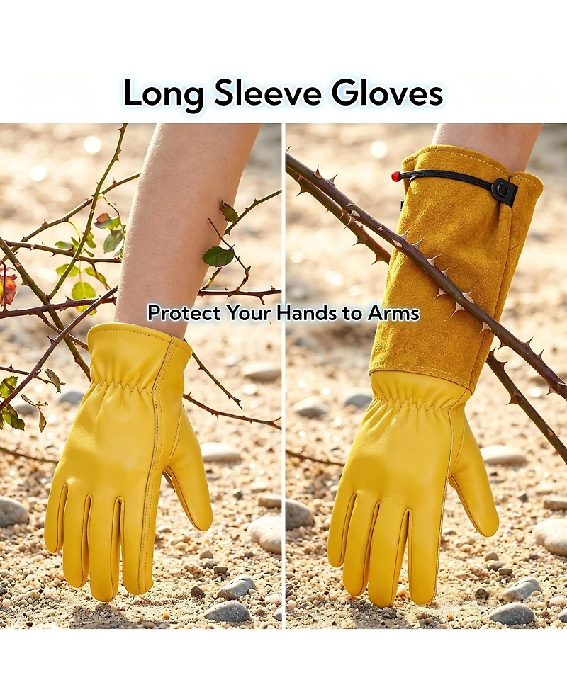 Xdovet Thorn Proof Leather Gardening Gloves Long Sleeve Adjustable Cuff