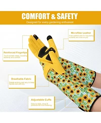 Xdovet Sunflower Gardening Gloves Women Long Thorn Proof Touchscreen