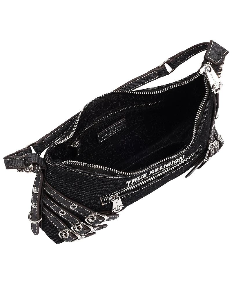 True Religion Women's Triple Straps Denim Shoulder Bag