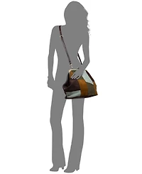 Patricia Nash Vivianne Suede Medium Patchwork Frame Crossbody Handbag
