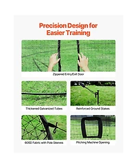 Freestanding Baseball Batting Cage, 19.9 x 12 x 8.2 ft Steel Frame Net with Pitching Machine Opening