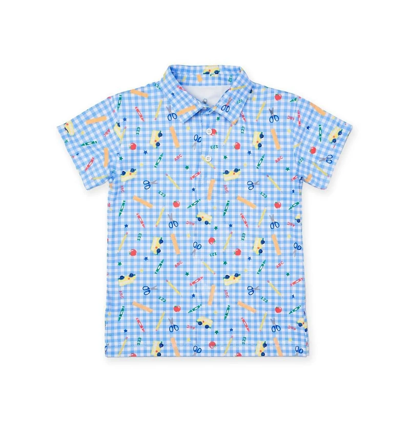 Florence Eiseman Big Boy ( 2T to 7 ) School Print Performance Knit Polo