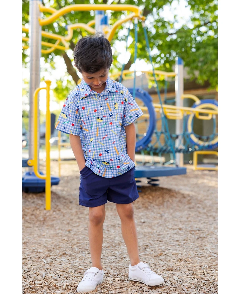 Florence Eiseman Big Boy ( 2T to 7 ) School Print Performance Knit Polo