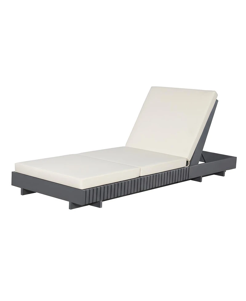 Asagikoiai Acacia Wood Outdoor Chaise Lounge, Adjustable Patio Sun Lounger with 3-Fold Cushion