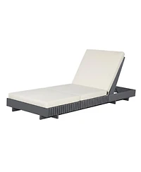 Asagikoiai Acacia Wood Outdoor Chaise Lounge, Adjustable Patio Sun Lounger with 3-Fold Cushion