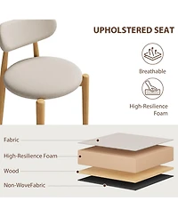 homfan Wooden Dining Chairs Set of 4,Modern Fabric Upholstered Kitchen Chairs with Wood Legs, Farmhouse Side Chairs for Dining Room Kitchen Vanity
