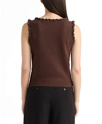 Ellen Tracy Women's Braided Trim Sleeveless Sweater