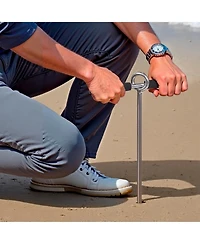 Sevorley Screw-In Sand Anchor, 18 in Stainless Steel Beach Auger Anchor with Spiral Blade and Bungee Rope