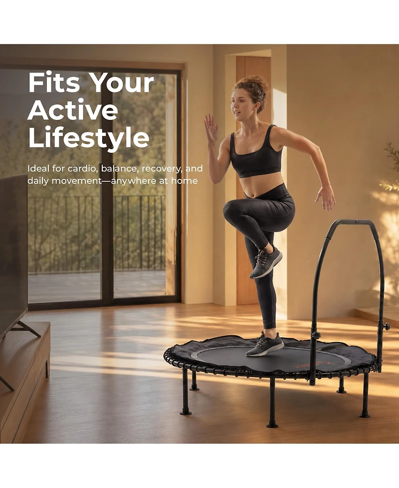 Sunny Health & Fitness Active 48-Inch Fitness Trampoline with Adjustable Handlebar