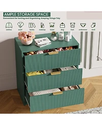 homfan 30" Tall 3 Drawer Fluted Chest with Metal Handles, Modern Multi-Function Organizer for Bedroom, Living Room, Entryway, Hallway