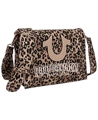 True Religion Women's Bling Logo Leopard Messenger Bag