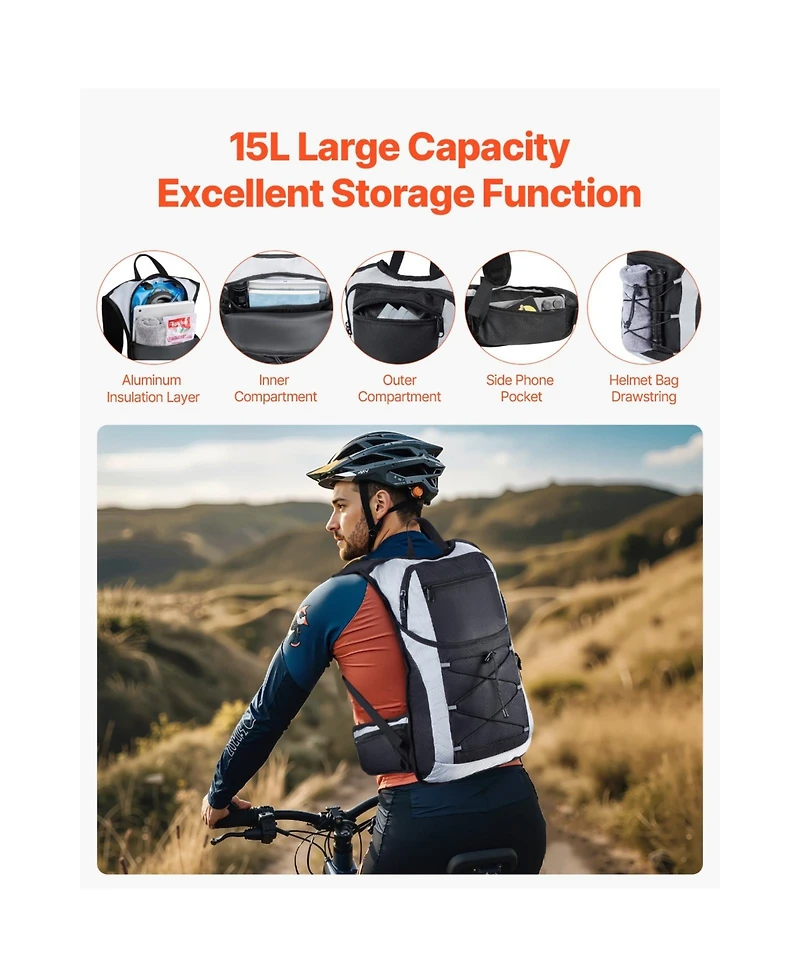 Sevorley 15L Insulated Hydration Backpack with 3L Tpu Water Bladder, Hiking Daypack for Running and Cycling