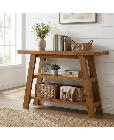 Tribesigns Solid Wood Console Table,47.24" Farmhouse Narrow Entryway Table with 3-Tier Storage Shelves, Table for Hallway, Foyer, Living Room