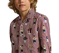 Polo Ralph Lauren Boys' 8-20 Bear Striped Cotton Shirt