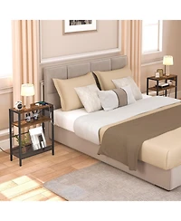 Slickblue Compact Side Table with Charging Station for Living Room or Bedroom