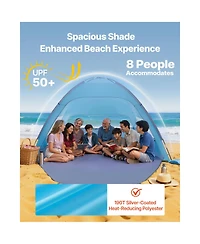 Sevorley 8-Person Beach Tent Sun Shelter with Upf 50+ Canopy and Curtains