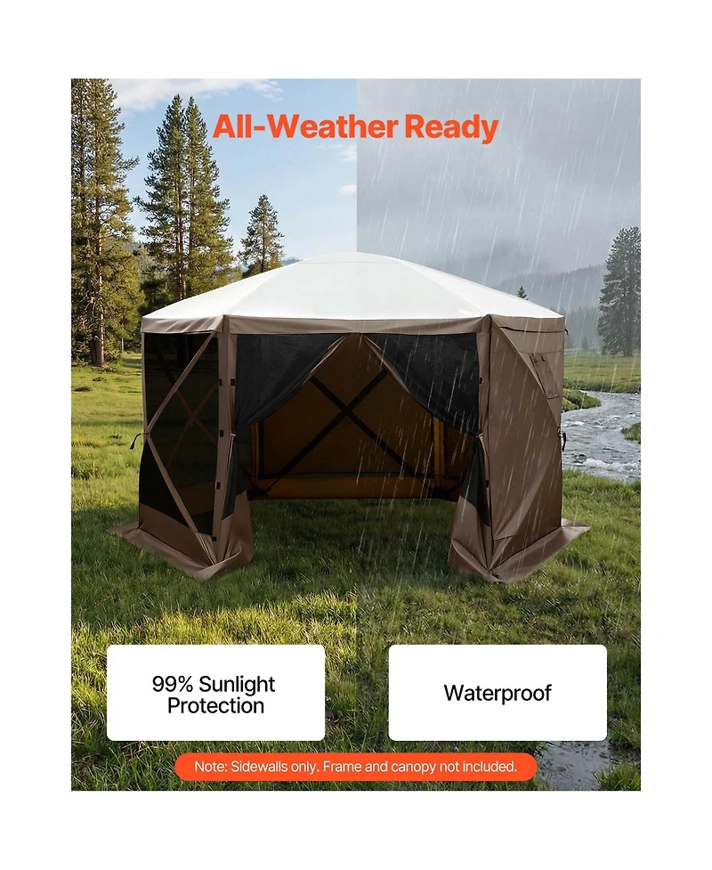 Sevorley Canopy Sidewalls 5.67 x 4.85 feet, Waterproof Tent Walls with Window, 3-Panel Set