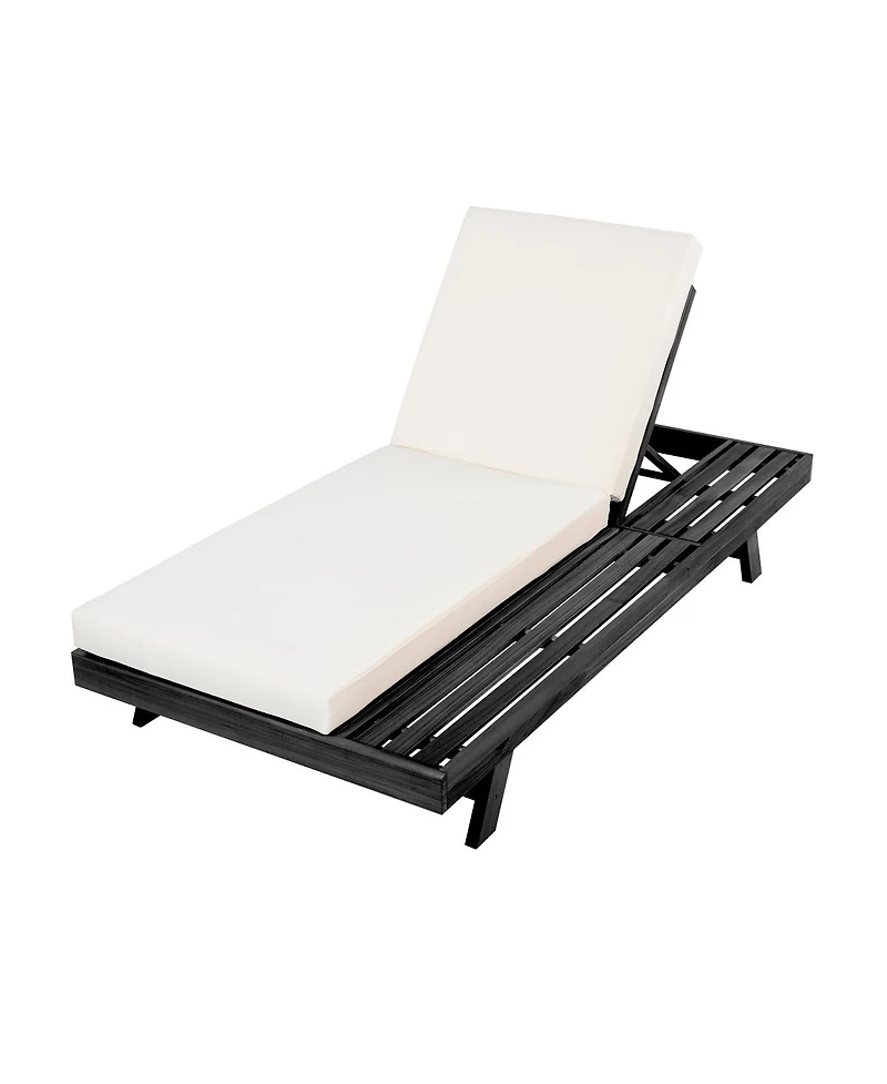 Asagikoiai Acacia Wood Chaise Lounge, Adjustable Outdoor Recliner with Water-Resistant Cushion