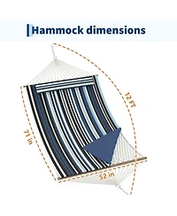 homfan Striped 12FEET Double Spreader Bar Hammock