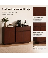 homfan 55 Inch Buffet Cabinet, 3 Doors and 2 Drawers, Sideboard, Coffee Bar Kitchen Cabinet for Kitchen, Living Room, Entryway