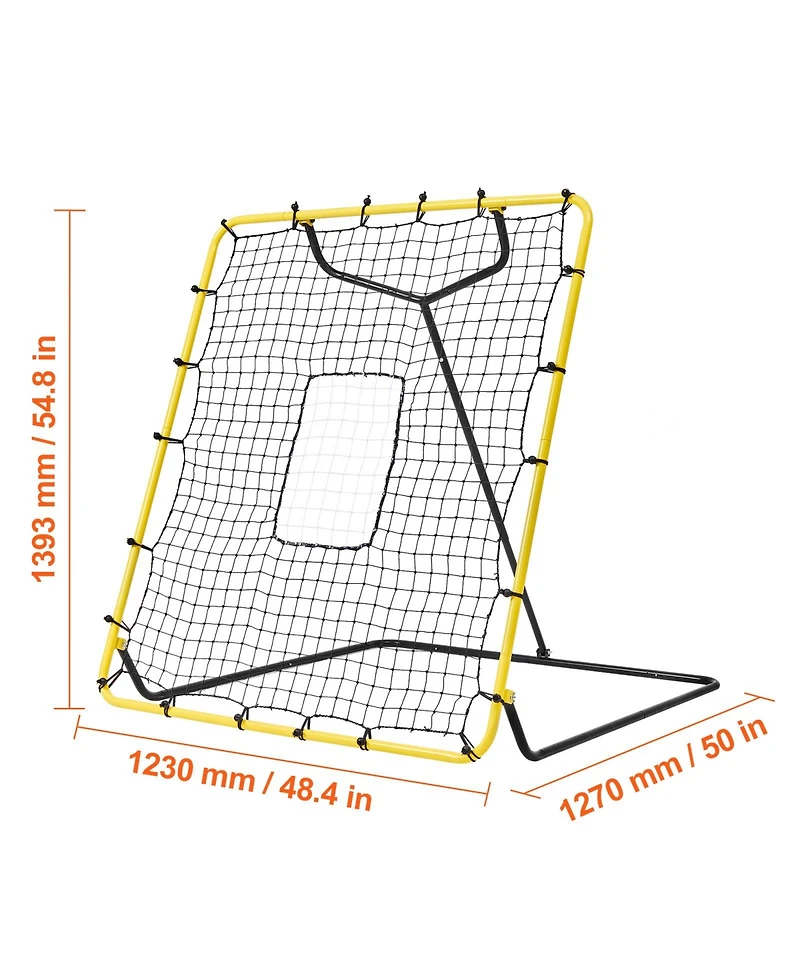 Sevorley 4 x 4.5 ft Baseball and Softball Rebounder Net with Pitching Target and 4 Angles