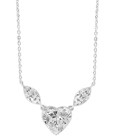 Macy's Lab-Grown 3-Stone Diamond Necklace (2 ct. t.w.) in 14k White Gold