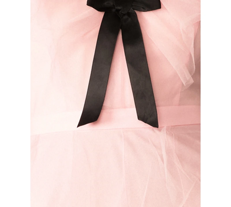 Betsey Johnson Juniors' Cascading Tulle Contrast Bow V-Neck Maxi Dress