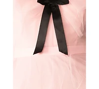 Betsey Johnson Juniors' Cascading Tulle Contrast Bow V-Neck Maxi Dress