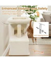 Hongge Space-Saving Modern Cat Tree with Upholstered Perch 2 Condos and Sisal Posts