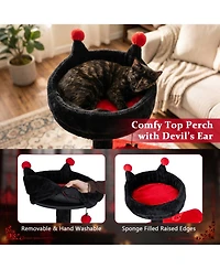 Hongge 57 Inch Spooky Cat Tower with Spider Toy Ghost Platform and Scratching Posts