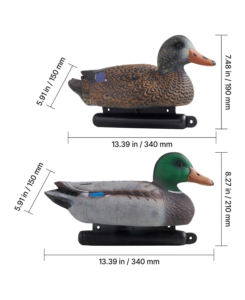 Sevorley Floating Mallard Duck Decoys, Realistic 6-Pack for Hunting, Ponds and Lakes