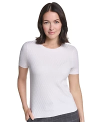 Calvin Klein Women's Textured Short-Sleeve Crewneck Top