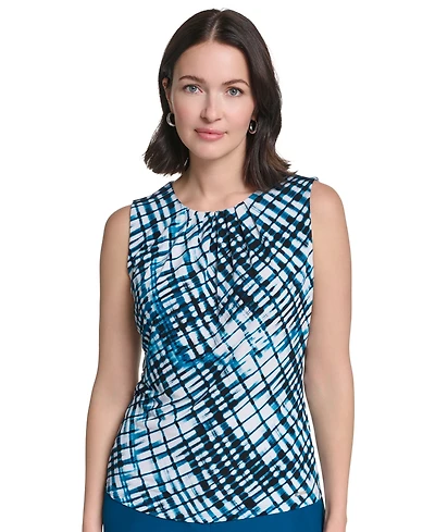 Calvin Klein Women's Pleated Crewneck Sleeveless Top