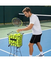 Sevorley Tennis and Pickleball Ball Hopper Cart with Wheels, Holds 75 Balls