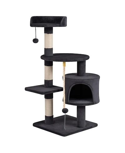 Hongge 36 Inch Kitten Tower with Condo Plush Perch and 3 Sisal Scratching Posts