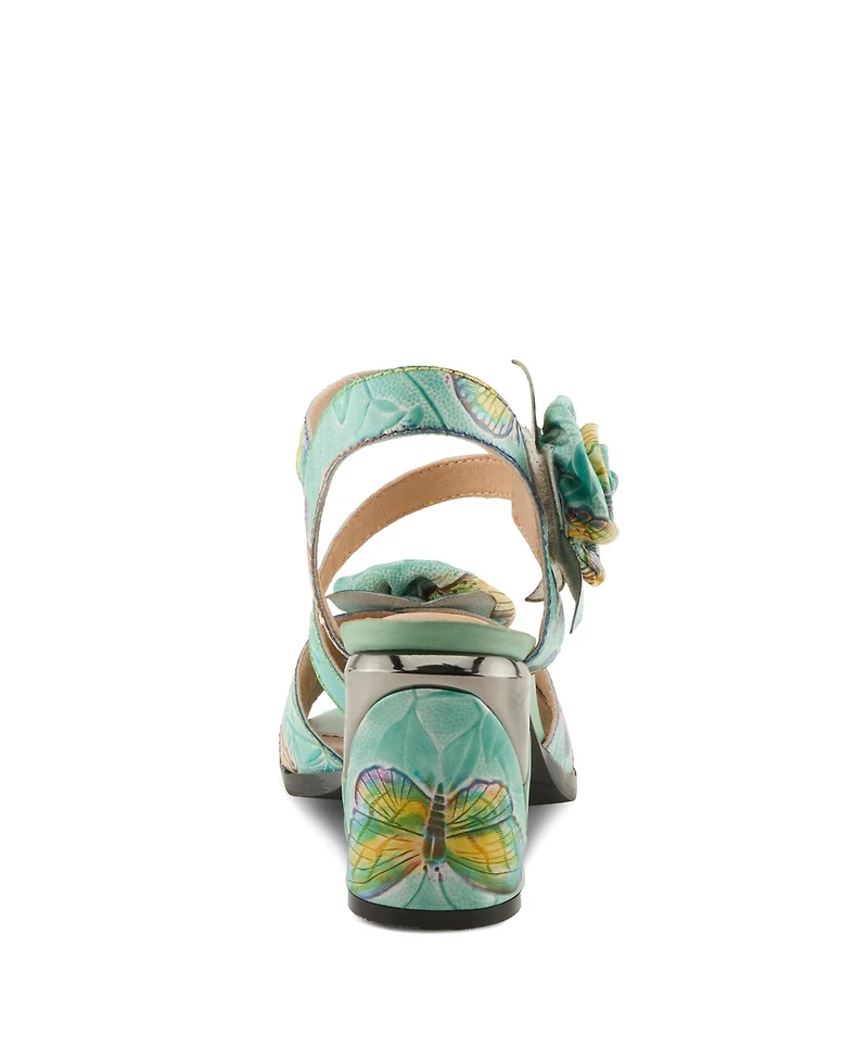 L'Artiste Women's Spring Step Flowerpower Strappy Sandal with Rosette Vamp