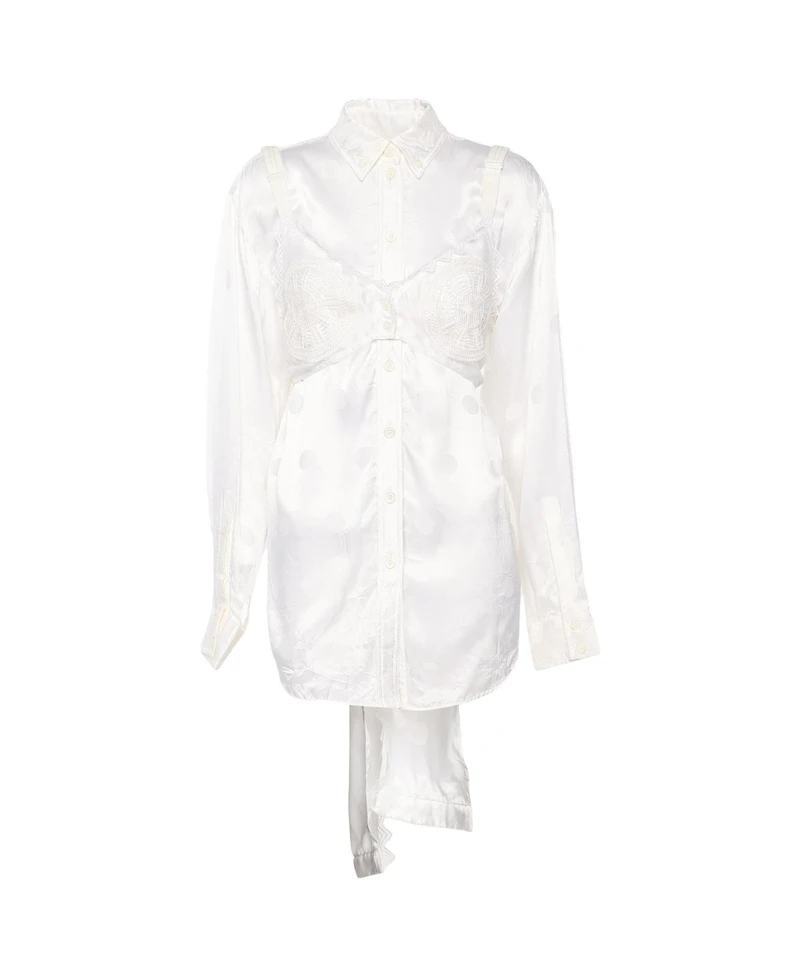 Pre-Owned Burberry Women's Optic Satin Jacquard Lace Bralette Blouse