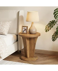 Tribesigns Round Side Table, Mid Century Space-Saving End Table | Modern Accent Nightstand for Small Space, Wood Drink Table
