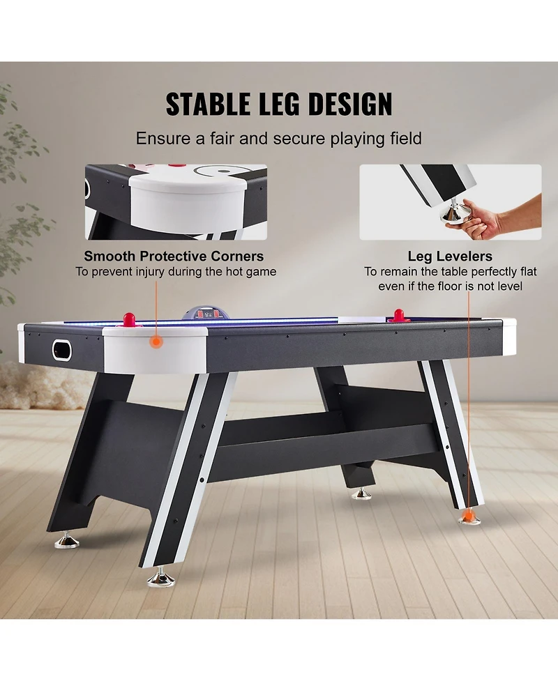 Sevorley 72 Air-Powered Hockey Table with Led Lights and Electronic Scoring