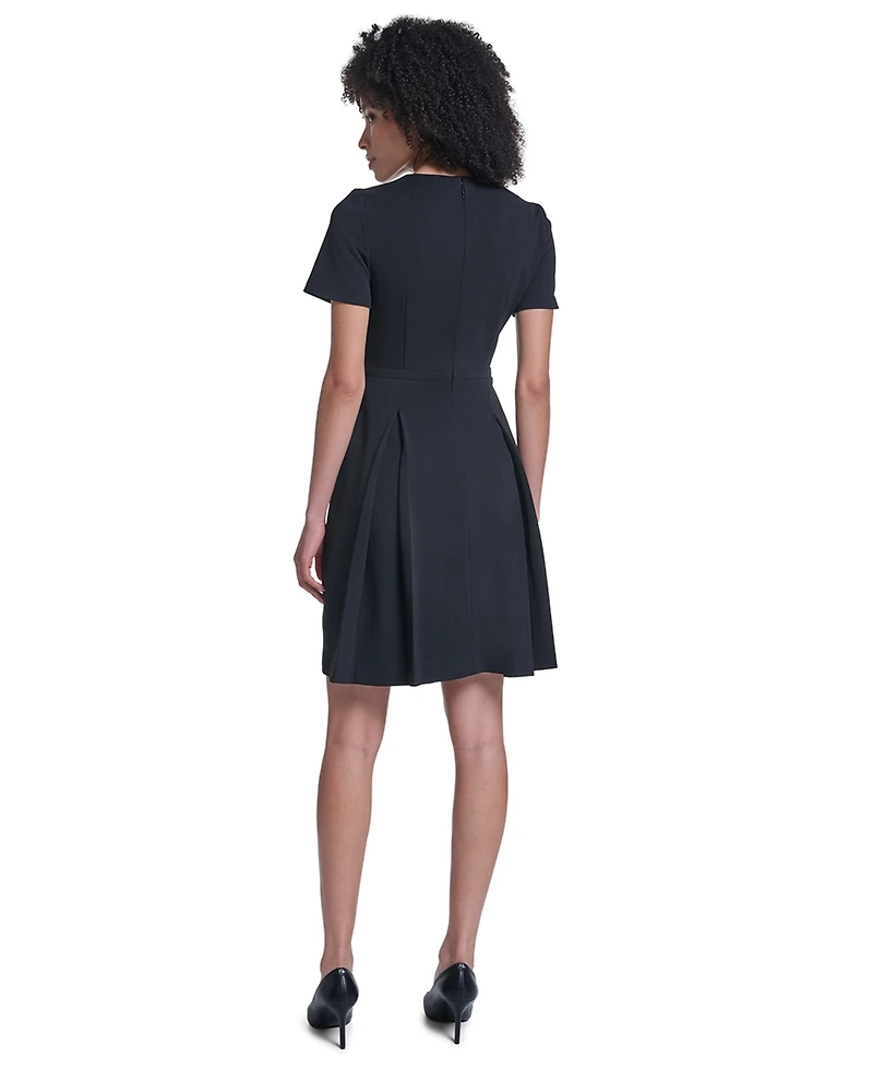 Karl Lagerfeld Paris Women's Scuba Crepe Stretch Velvet Bows Short Dress