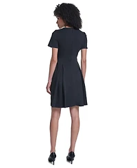 Karl Lagerfeld Paris Women's Scuba Crepe Stretch Velvet Bows Short Dress