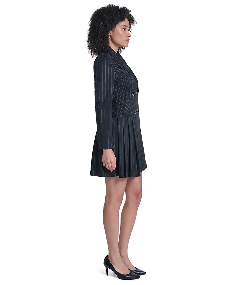 Karl Lagerfeld Paris Women's Pinstripe Pleated Skirt Blazer Dress