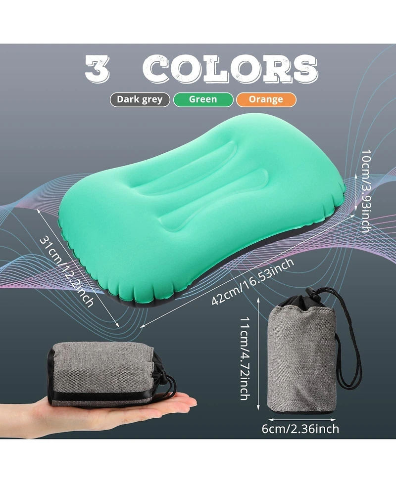 Piscifun 3 Pack Inflatable Camping Travel Neck Support Pillow Ultralight Portable