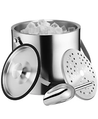 Piscifun Double Walled Insulated Ice Bucket with Lid Scoop Strainer Handle for Cocktail Parties