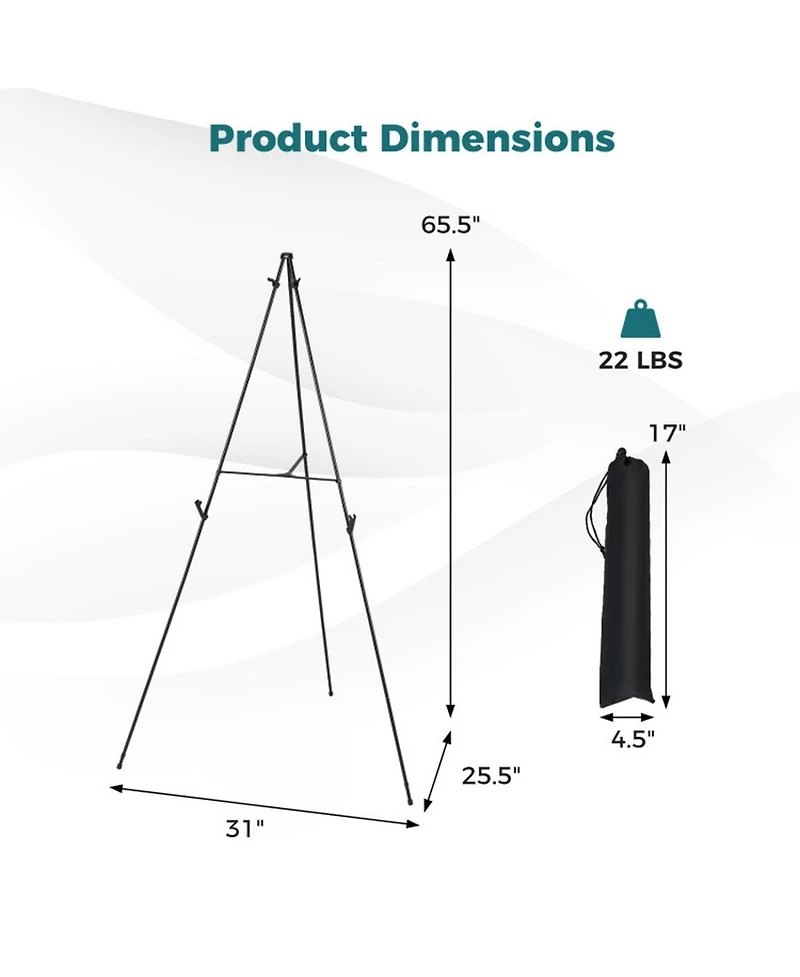 Hongge Set of 6 Metal Tripod Display Easel Stands with Adjustable Card Slots and Carry Bags