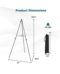 Hongge Set of 6 Metal Tripod Display Easel Stands with Adjustable Card Slots and Carry Bags